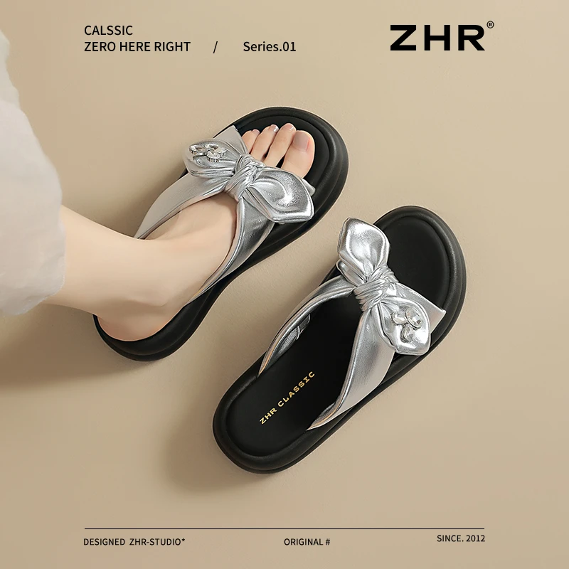 ZHR/则则厚底拖鞋女2025新款夏季轻便外穿一字凉鞋休闲百搭沙滩鞋