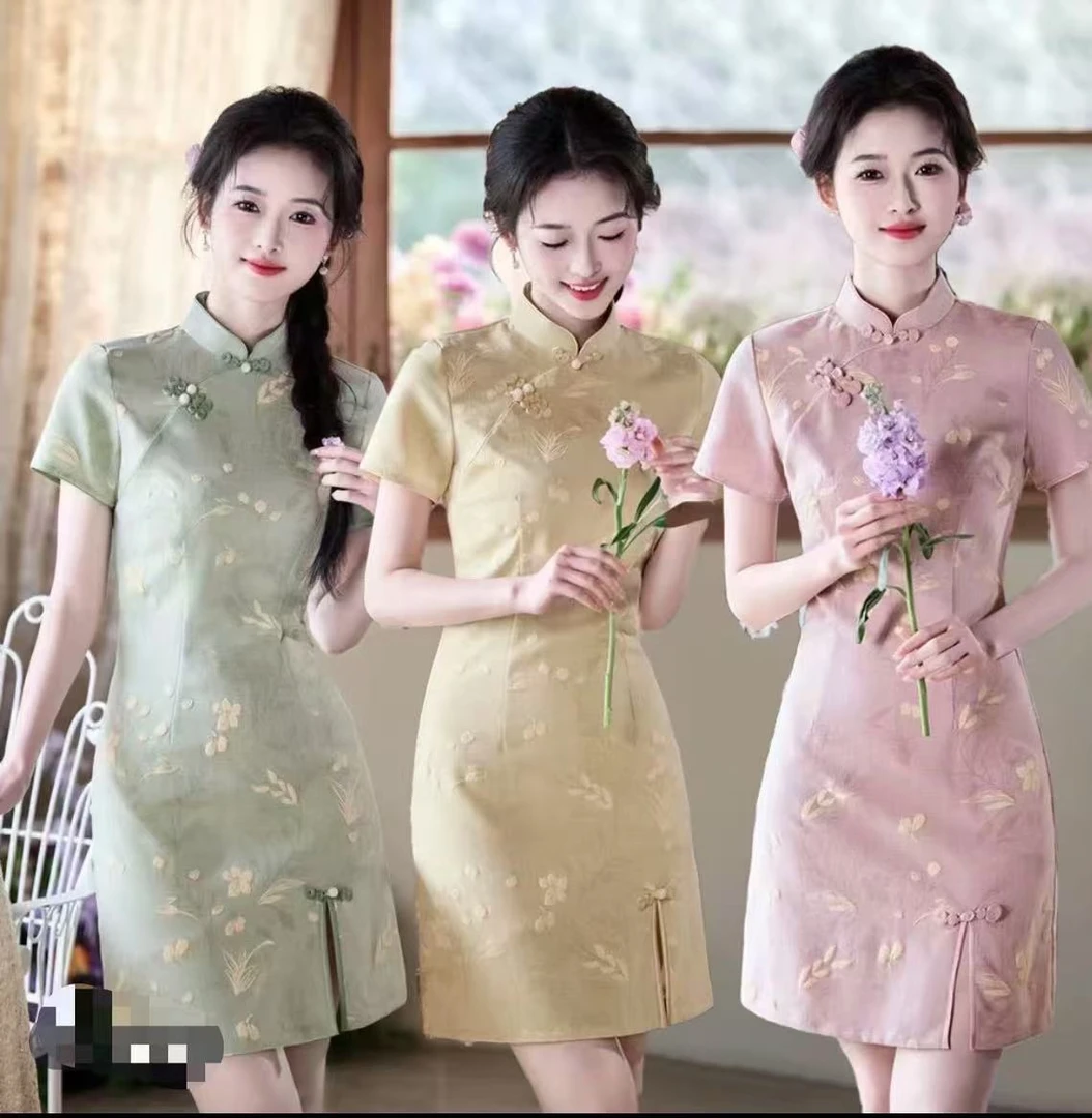 【花语】小个子清新甜美显瘦年轻遮肚透气凉爽短款旗袍