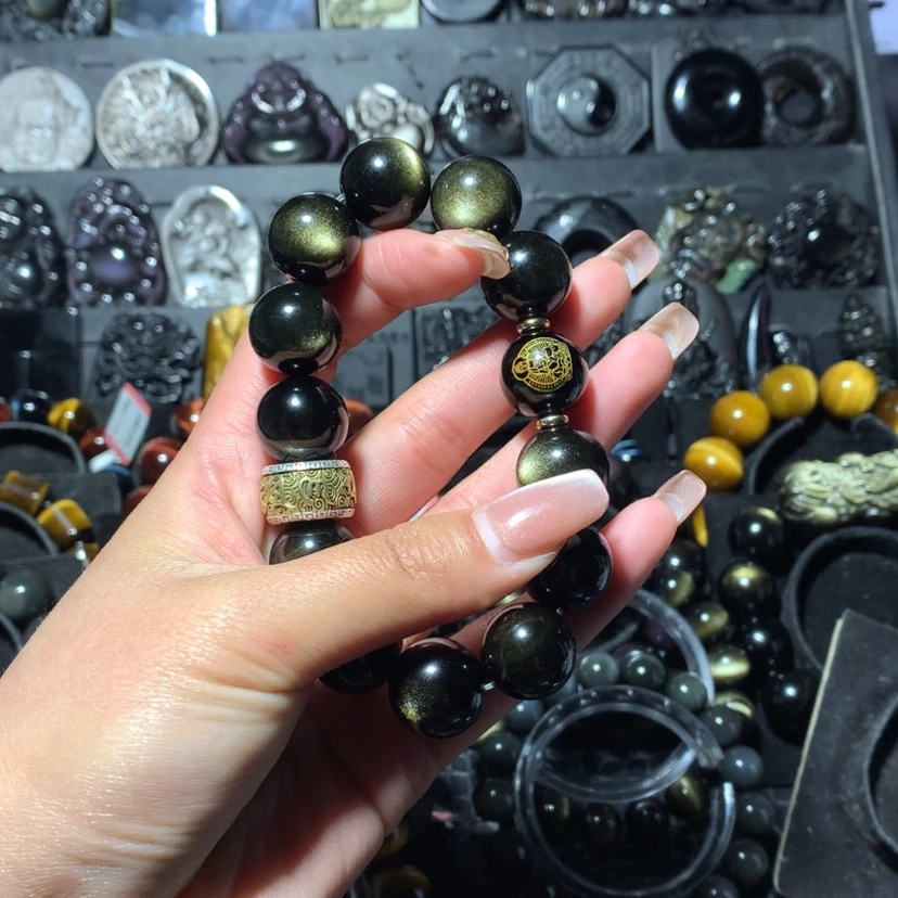 【闪购商品】黑曜岩手链未镶嵌虎****聊