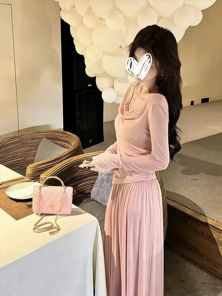 INS风休闲风公主风时尚套装高腰针织裙子6516