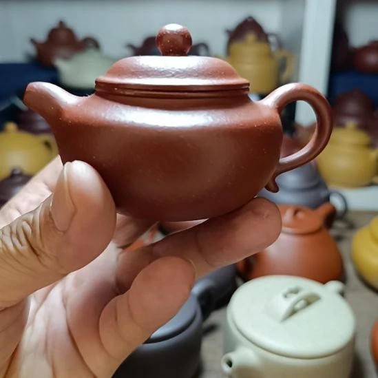 紫砂茶盘原矿红降坡粗砂莲子140cc半手工