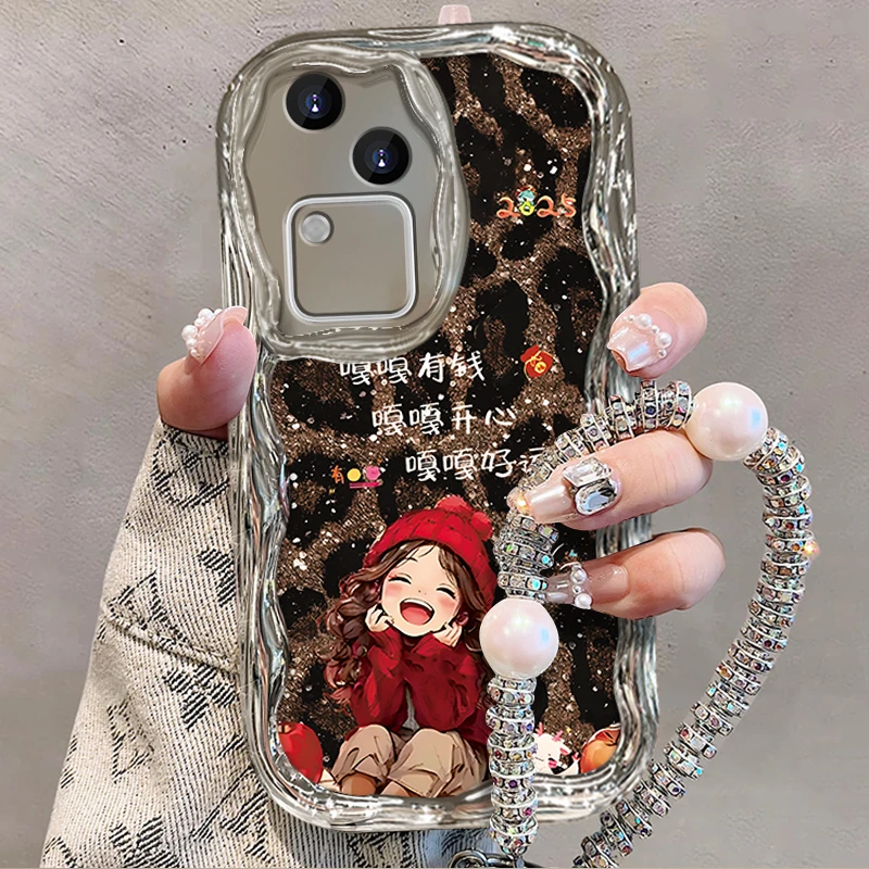 适用于【VIVO】S18豹纹嘎嘎好运小女孩创意时尚手机壳