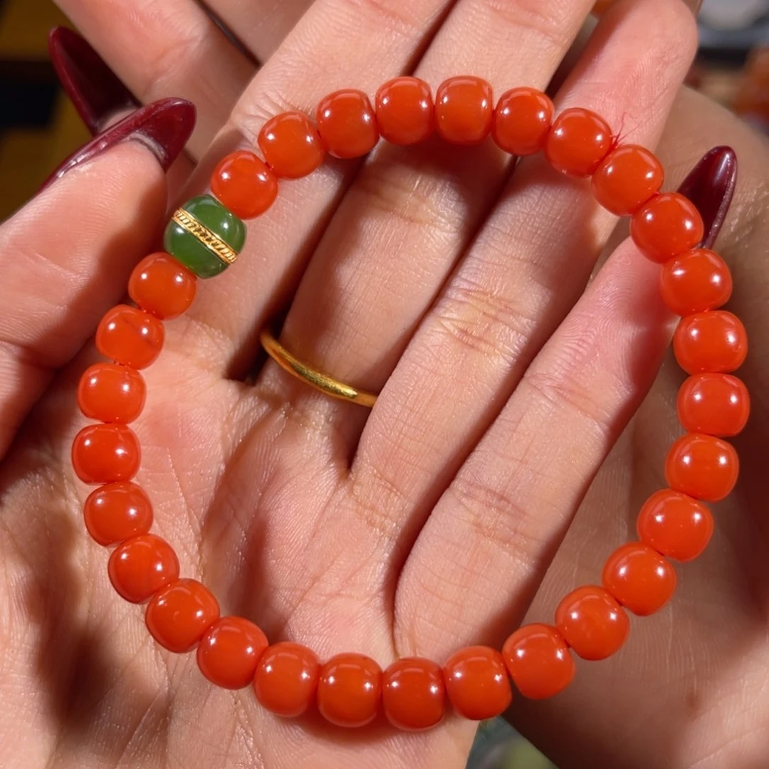 南红玛瑙滴水洞 老形单圈7mm未镶嵌?****?