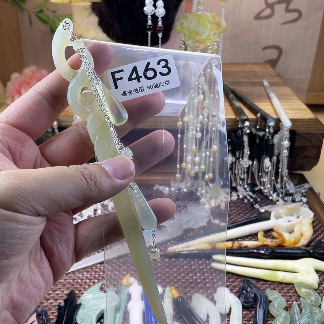 蛇纹石玉发饰合金叮*✨