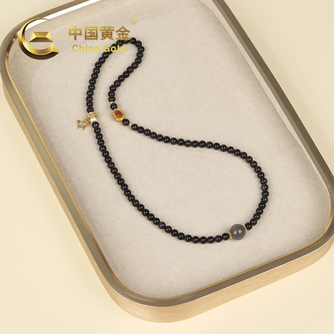 【中国黄金】S925银和田玉烟紫多圈手串-S1870-【北】