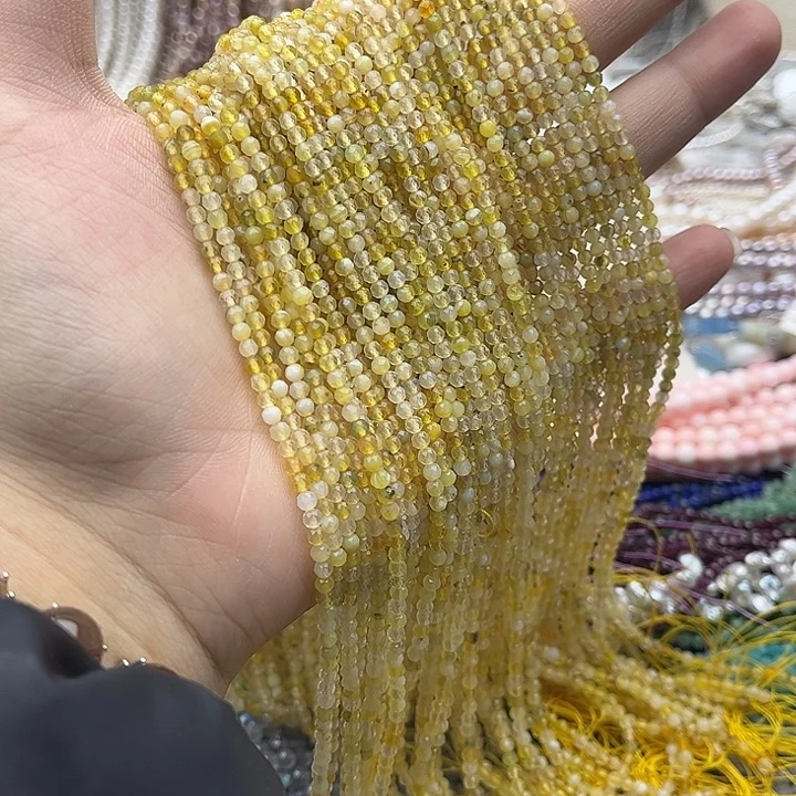 玛瑙/玉髓未镶嵌珠宝半成品一条3mm左右黄澳宝刻面