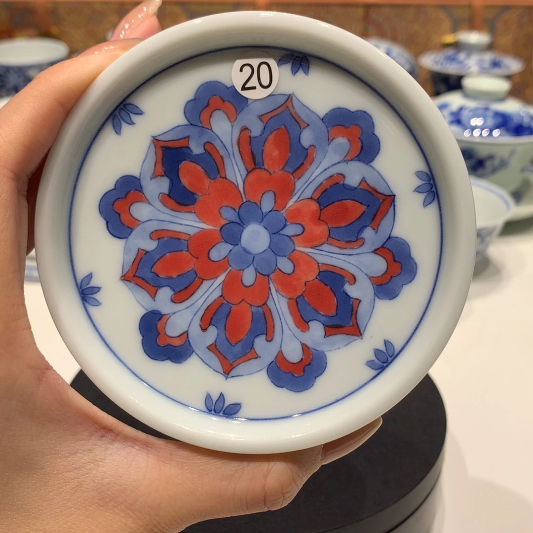 啊*20青花釉下红盖置一块