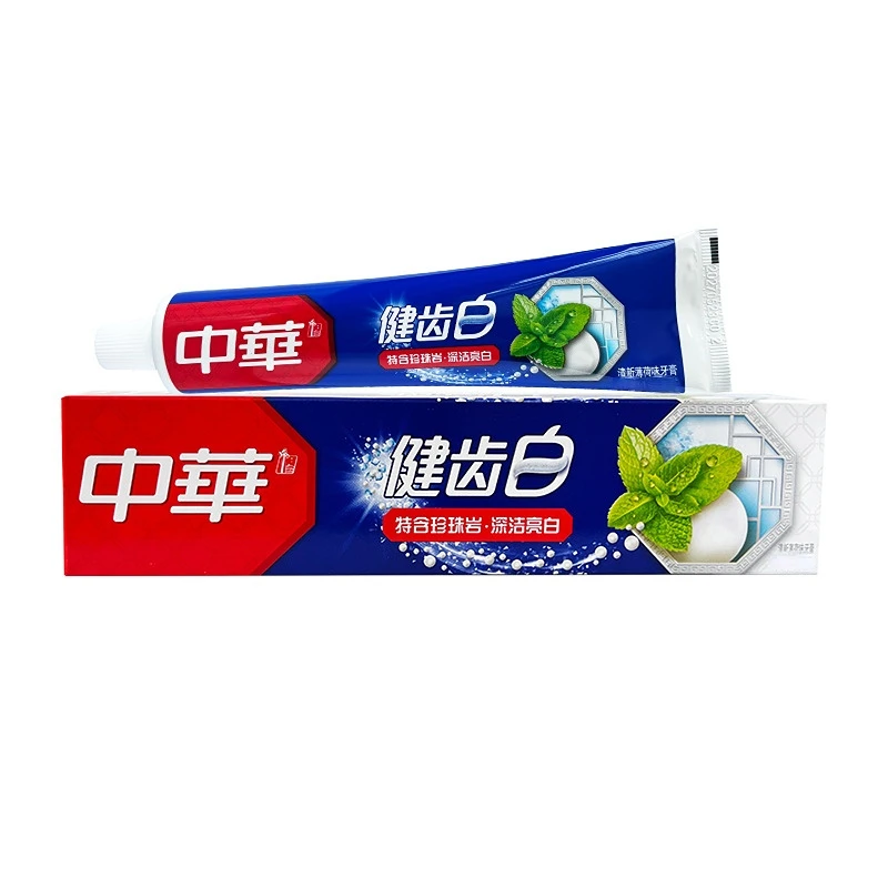 中华健齿白牙膏105g特含珍珠岩果香味薄荷味清新口气固齿亮白牙齿