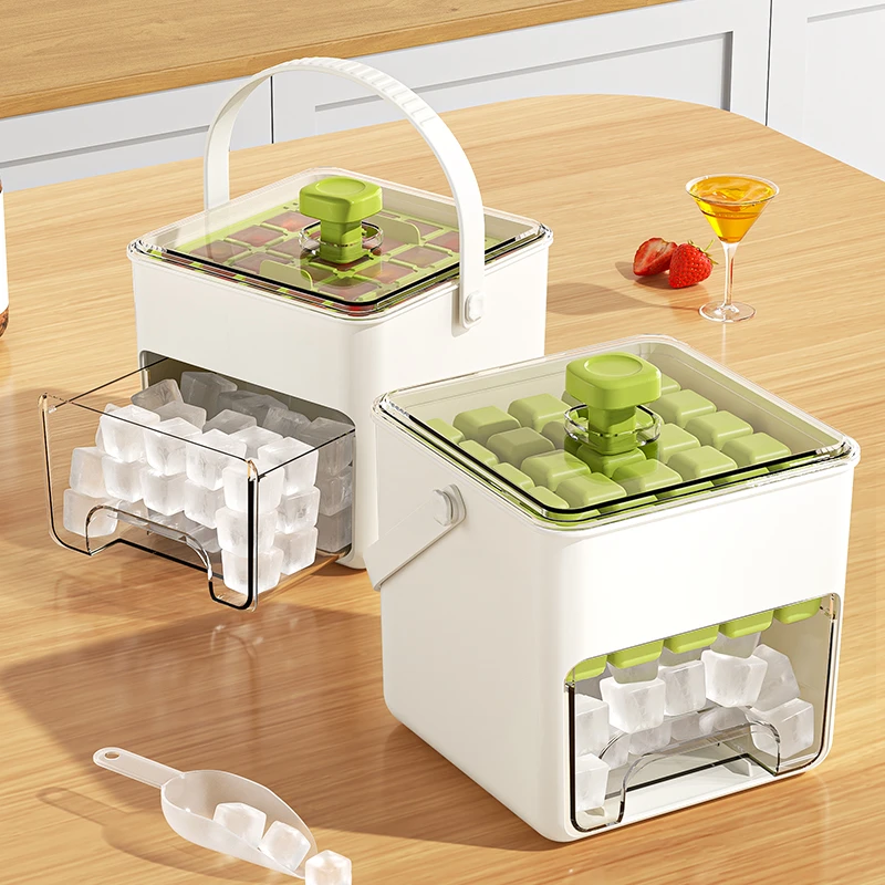 按压冻冰球冰块模具制冰盒冰块制冰神器家用大容量储冰盒冰桶冰格