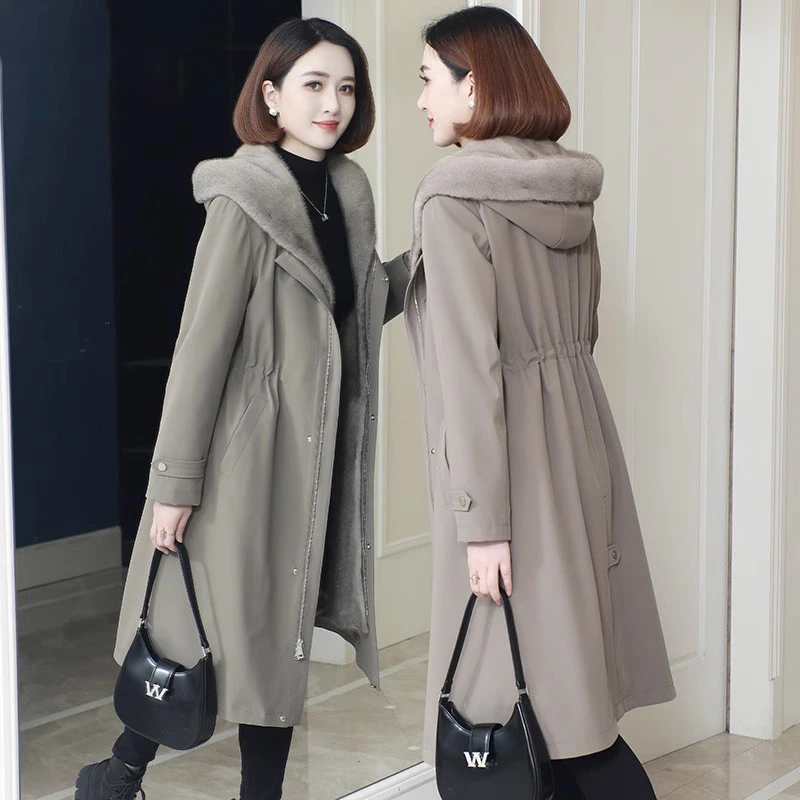 人造皮草 海宁貂皮派克服女2025年冬季真水貂领大衣长款外套