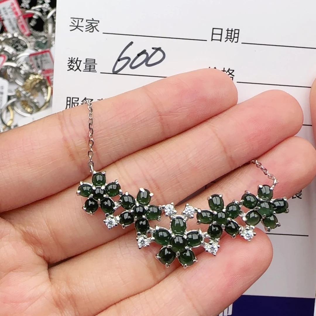 翡翠戒指银S925镶嵌戒指