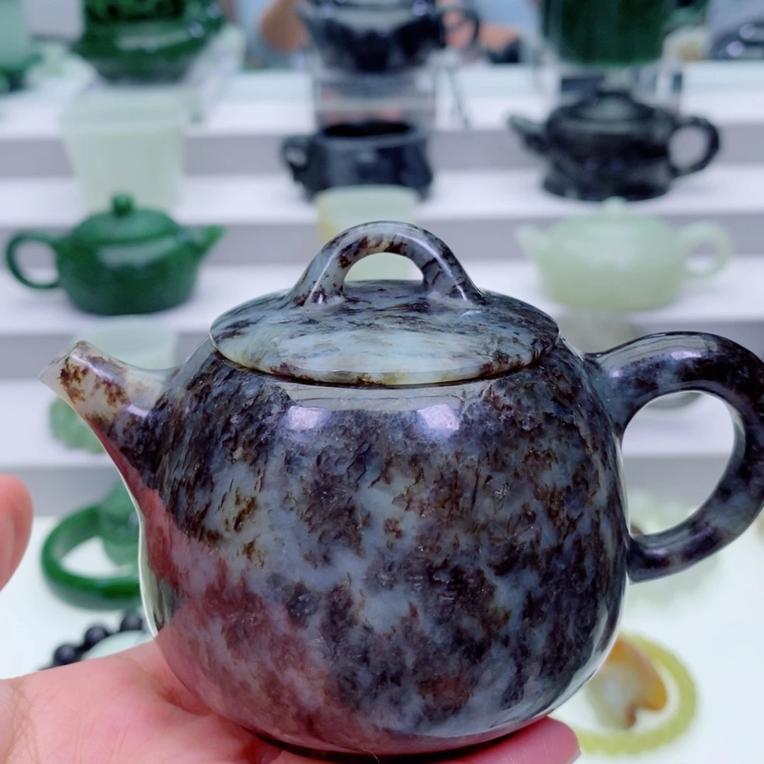 和田玉未镶嵌摆件茶壶