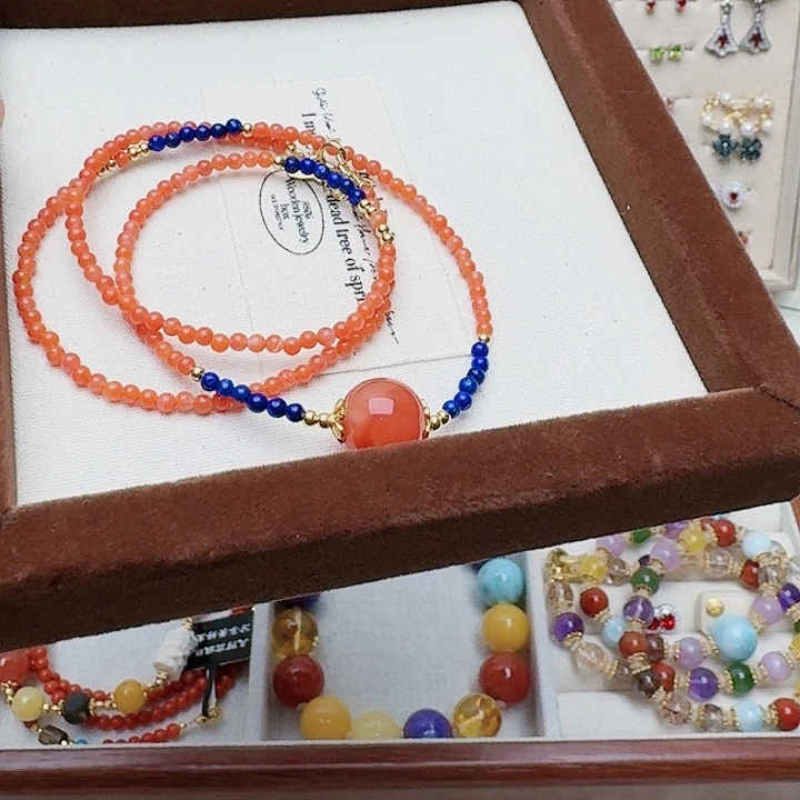 南红玛瑙颈饰银S925镶嵌吊坠