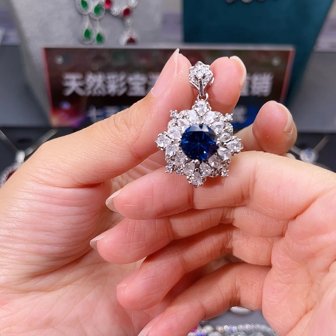 颈饰蓝宝石银S925镶嵌m 180
