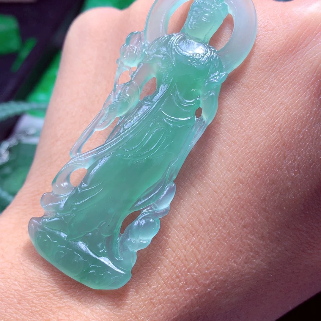 定制翡翠未镶嵌天然翡翠A货毛货挂件