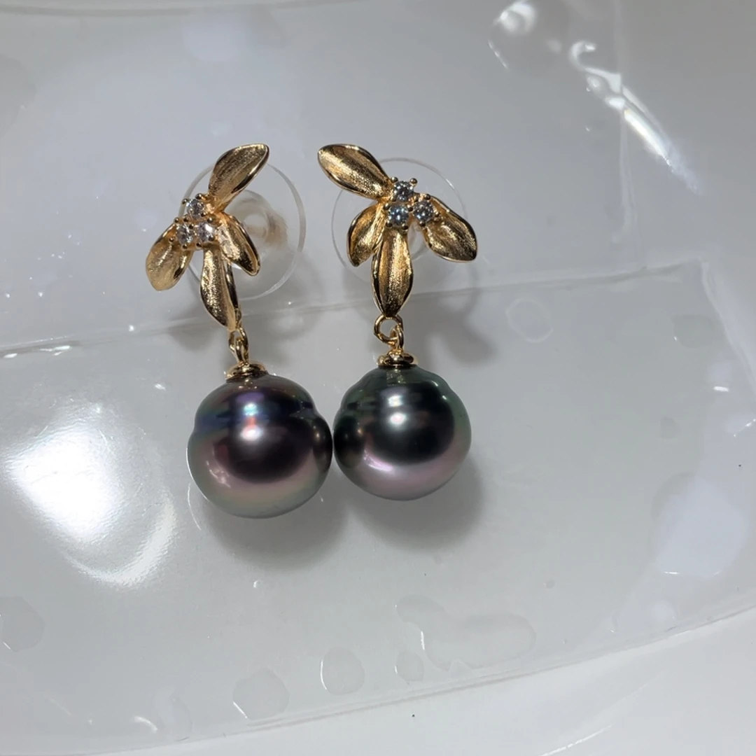 海水珍珠银S925镶嵌耳饰