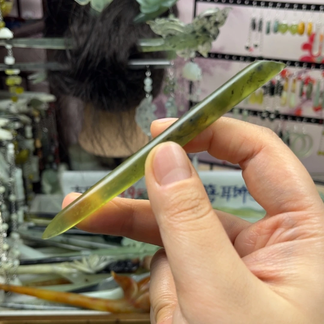 岫玉未镶嵌发饰长度11.5厘米左右
