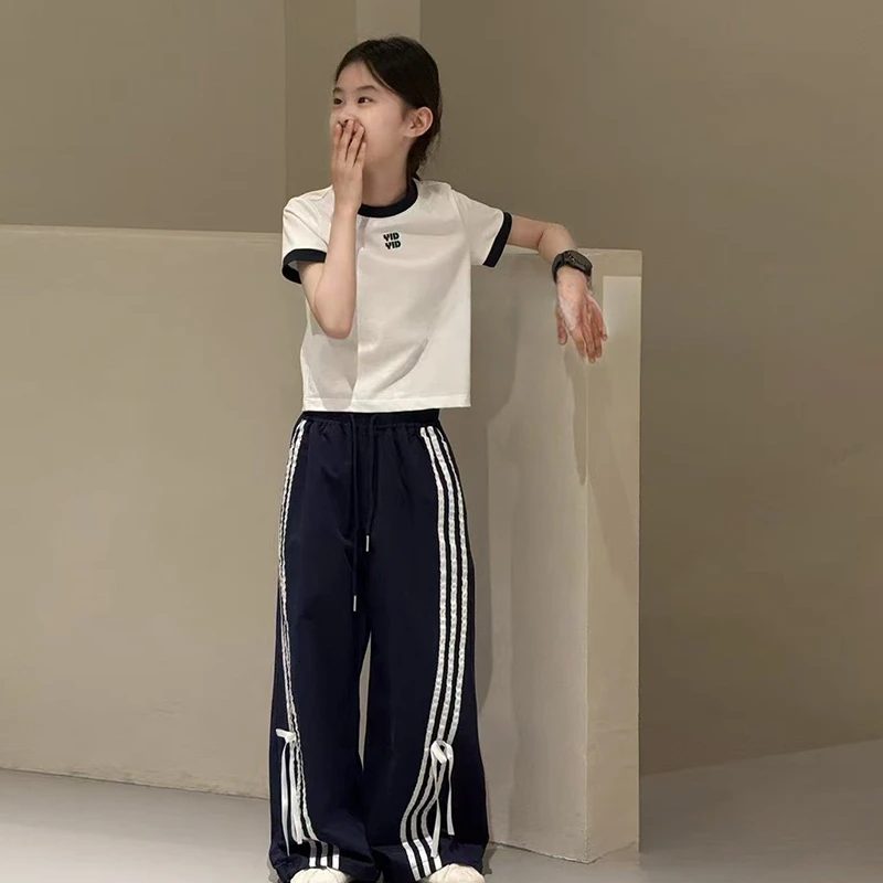 女童短袖T恤夏装2025新款韩版大童炸街体恤女孩字母印花百搭上衣