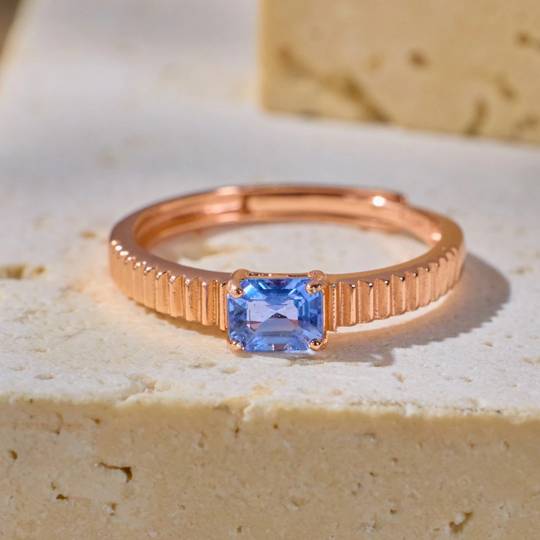 【歪歪】蓝宝石长方形戒指4*5（多样性发一）XB-J5962