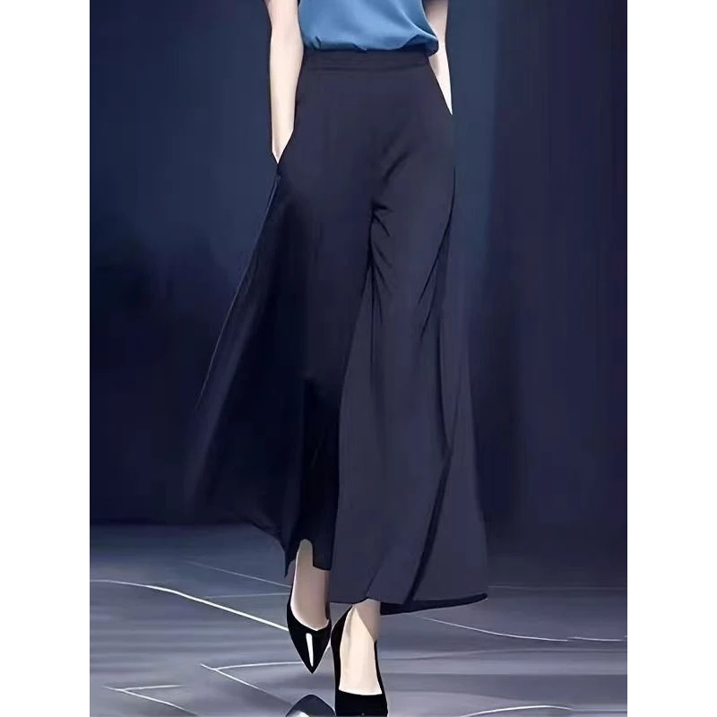 轻熟风穿搭一整套2025夏韩系御姐时尚减龄短袖上衣阔腿裤两件套装