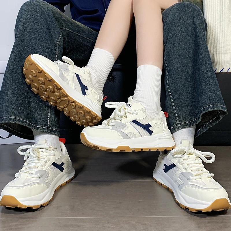 人本网面情侣老爹鞋夏季新款男女同款百搭厚底增高减震运动鞋子