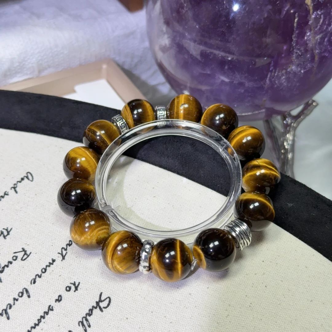 黄虎眼设计款13mm 无滤镜 天然水晶过百带证书 手围默认13-17