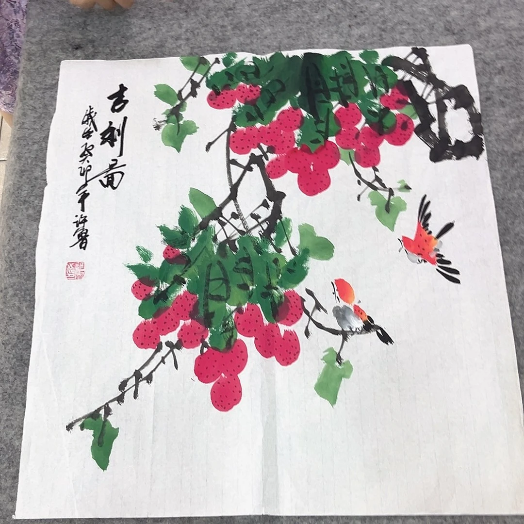 国画纯手工山水花鸟