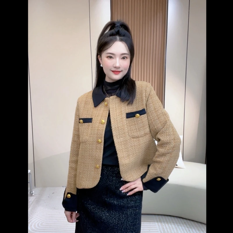 【现货＋运费险】法式加厚高级气质小个子粗花呢上衣小香风显瘦外套