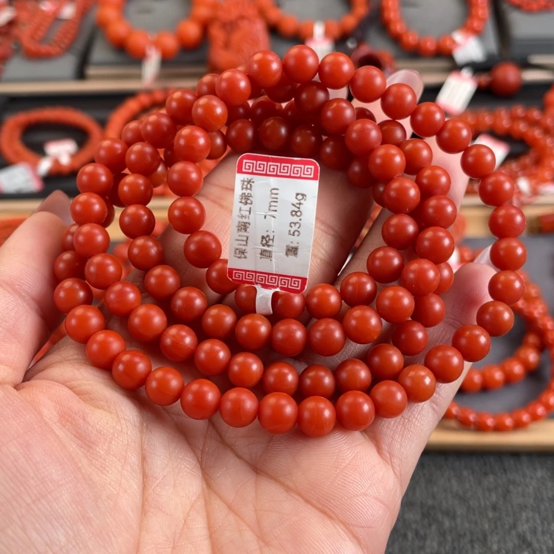 南红玛瑙未镶嵌手链保山南红多圈