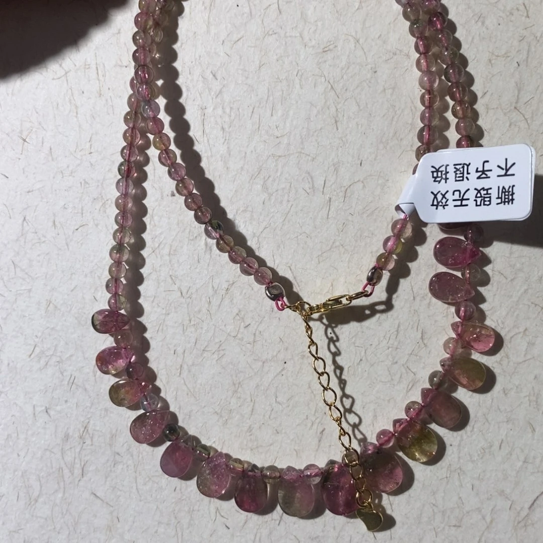 碧玺未镶嵌颈饰碧玺水滴项链