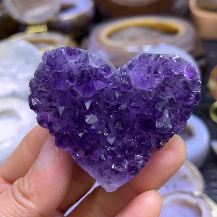 水晶珠宝半成品未镶嵌紫爱心