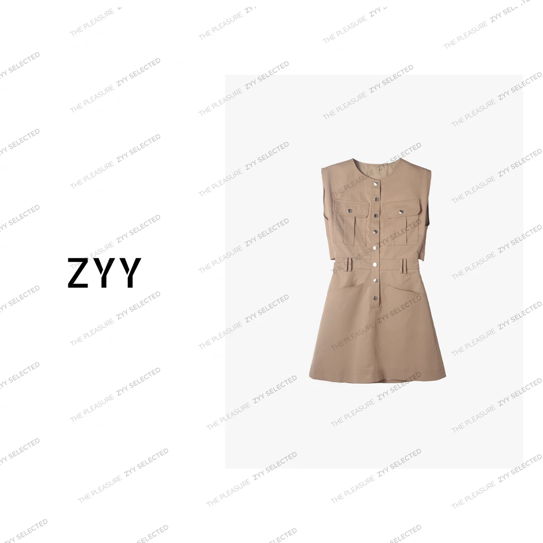 ZYY【浪漫书签】2025S/S新品工装风无袖收腰连衣裙女X25XLYQ02429