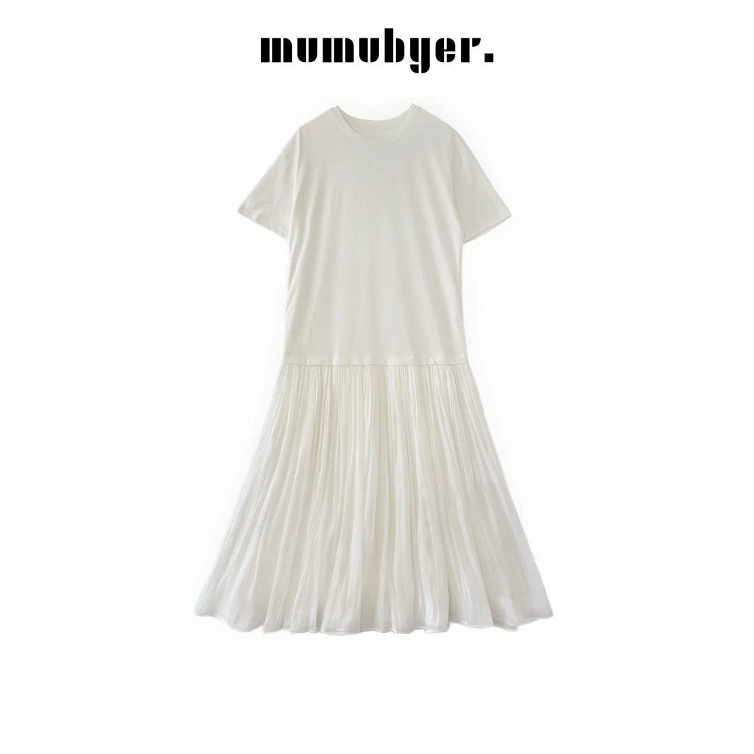 MUMUBYER •“活力假日游”度假风丝芙棉海岛丝拼接垂顺长款连衣裙