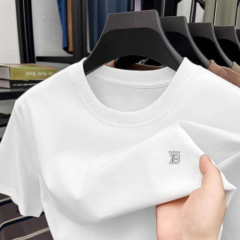 大牌专柜正品英伦巴家圆领短袖t恤男夏季新款商务宽松高级感男装