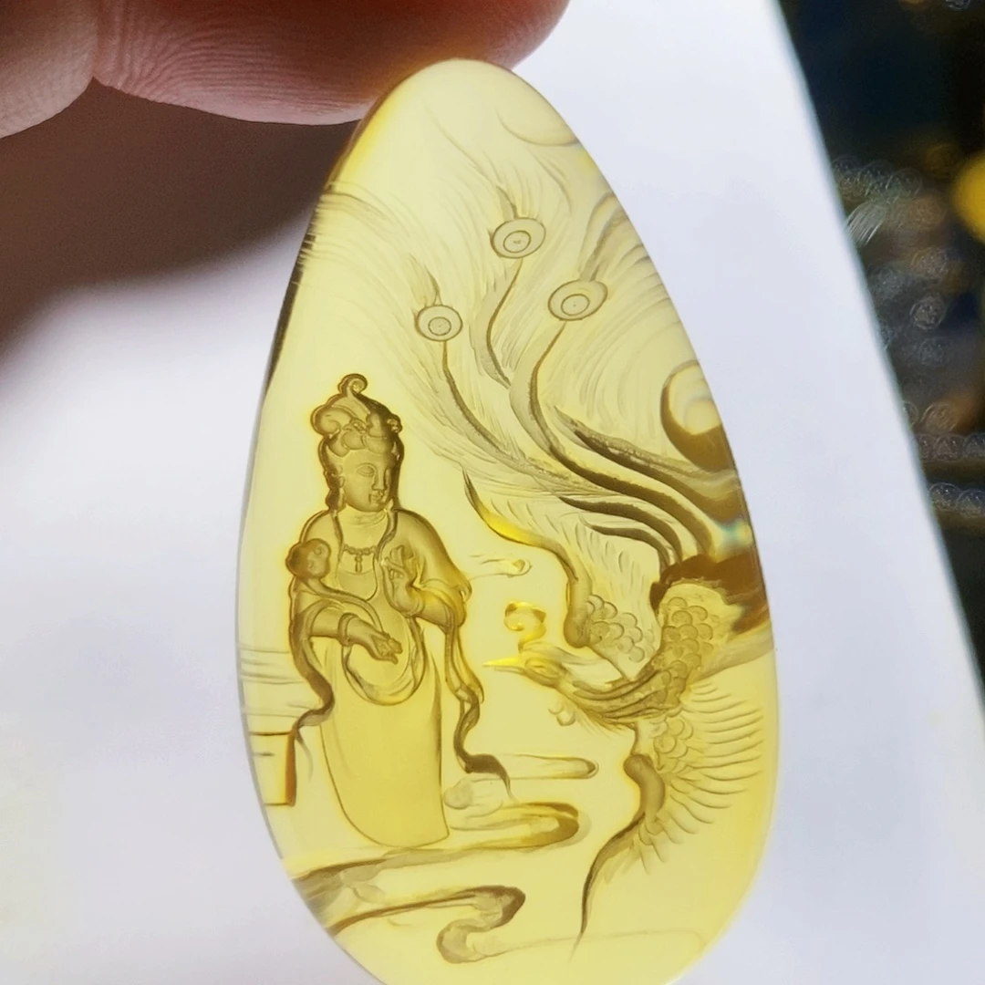 【闪购商品】金珀颈饰未镶嵌琥珀阴雕