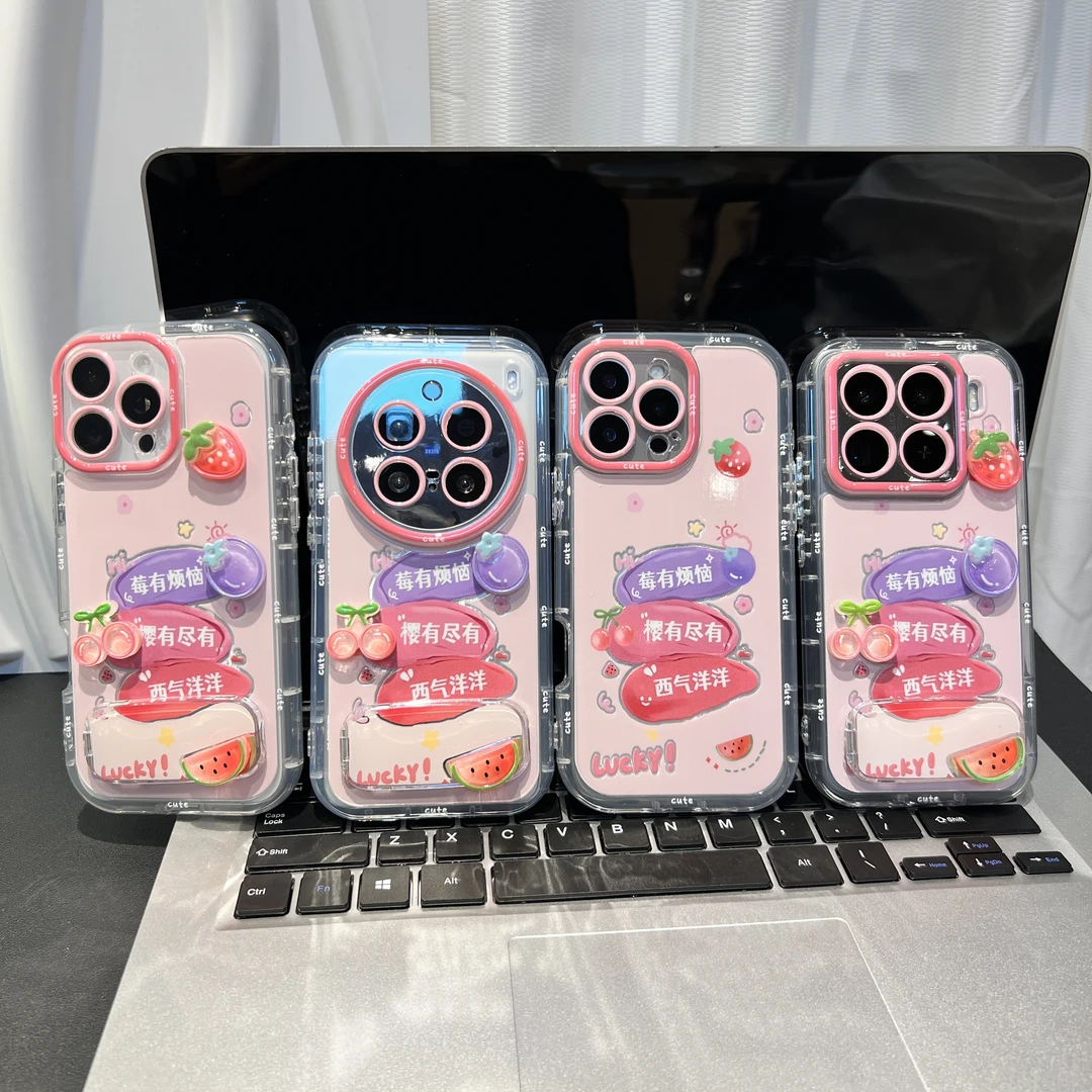 莓有烦恼镜子支架适用苹果16手机壳iPhone15小米14vivoppo华为p70