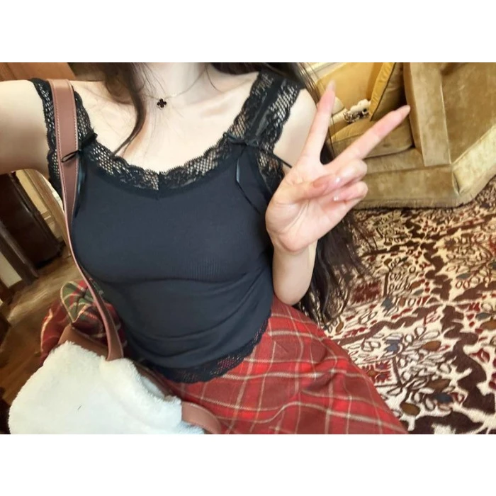 少女风辣妹风背心吊带显瘦百搭聚拢美背内衣拼接打底修身性感