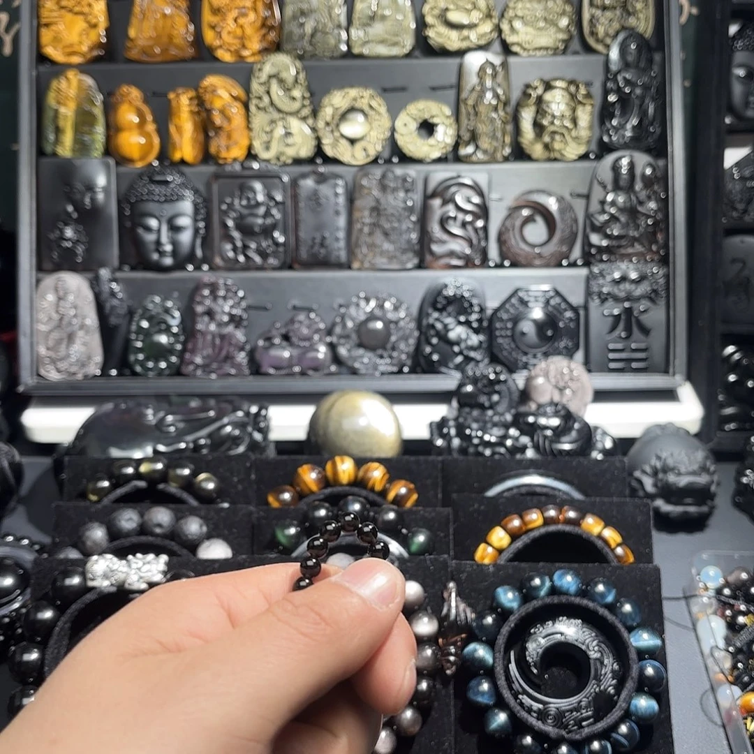 灯***塔黑曜岩未镶嵌手链