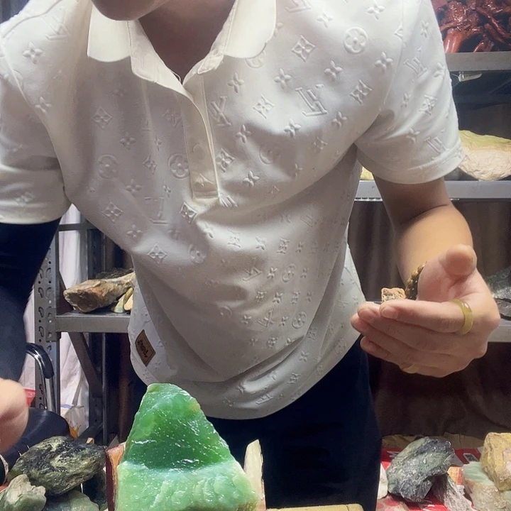 菠***萝未镶嵌蛇纹石玉珠宝奇石5