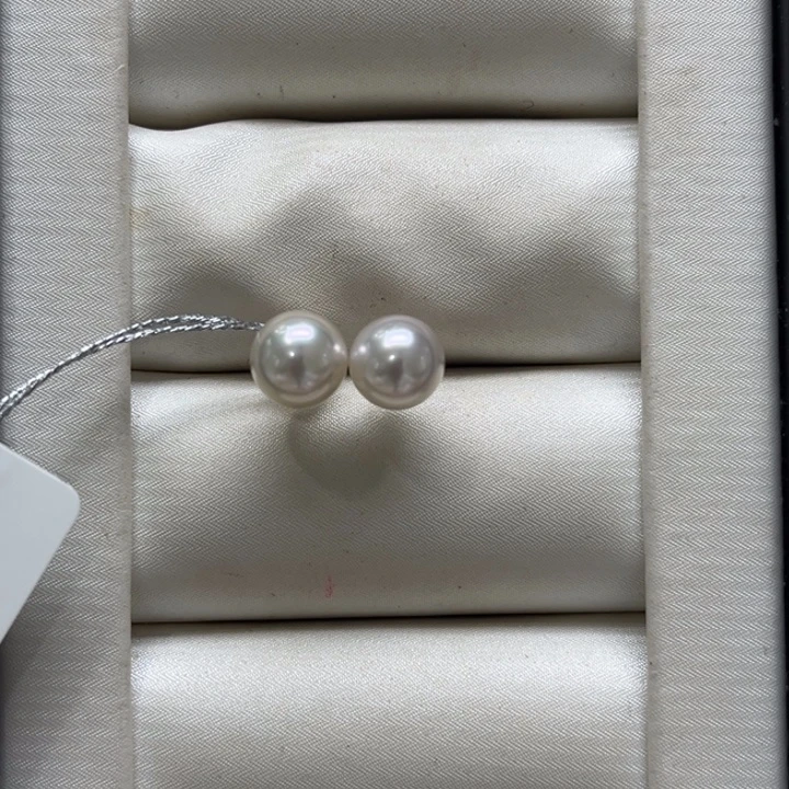 银S925镶嵌耳饰海水珍珠澳白7-8m 46号