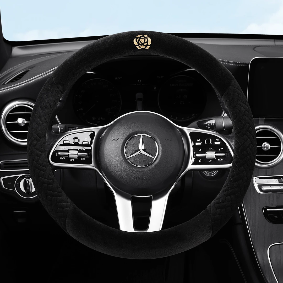 冬季汽车方向盘套防滑保暖毛绒通用型小香风汽车把套男女适用