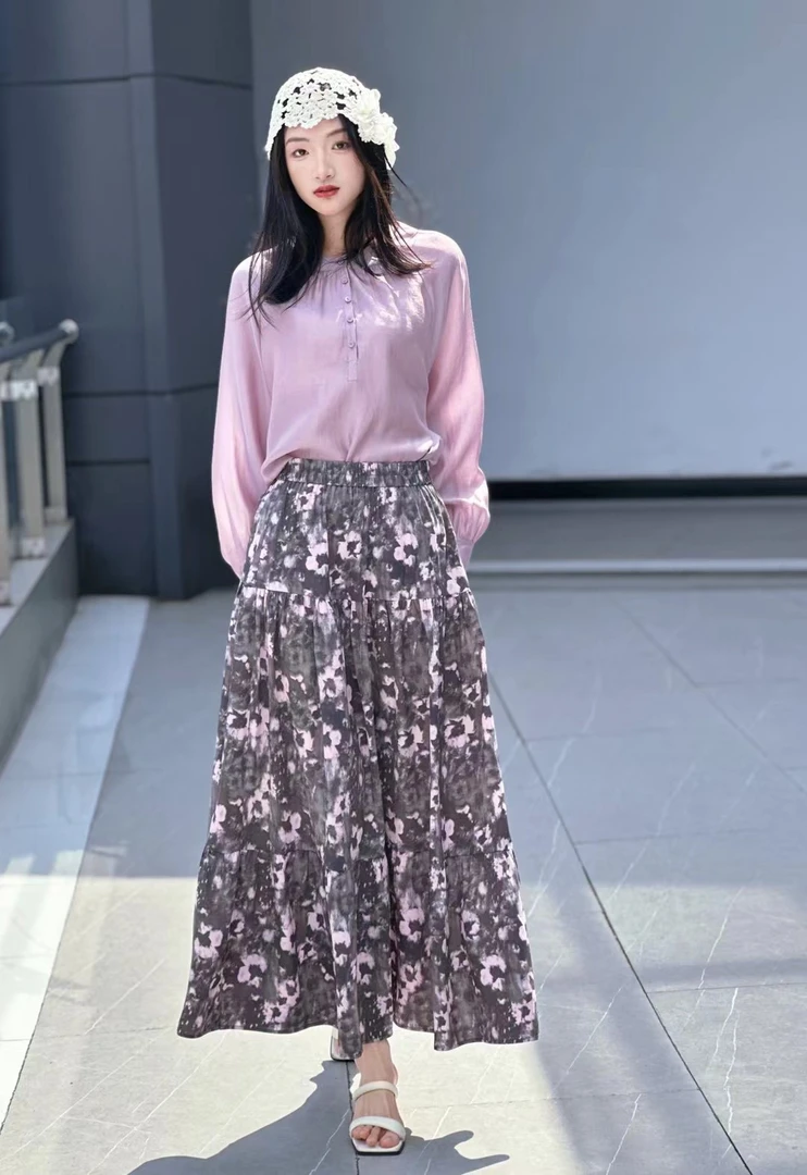 玛丝恩迪紫色印花半裙