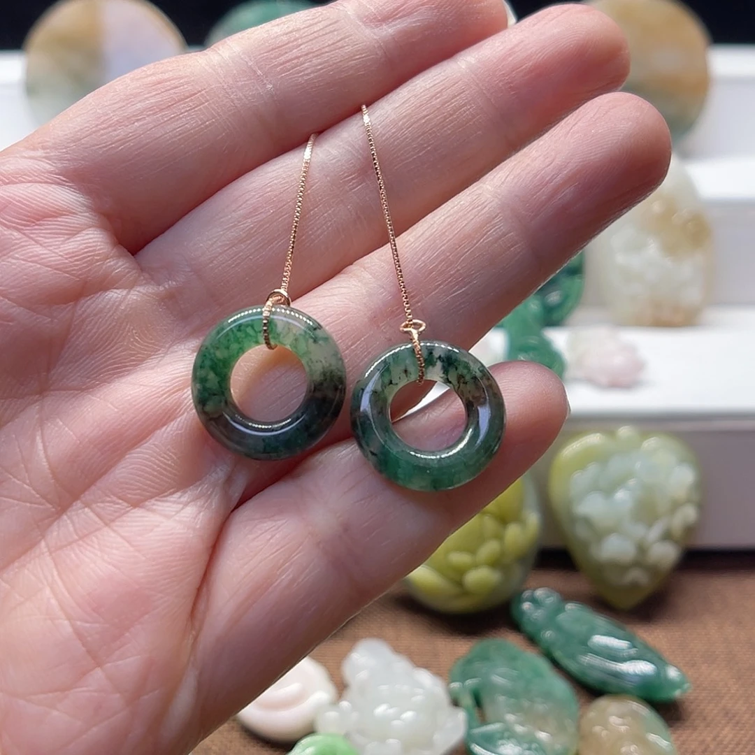 独山玉未镶嵌耳饰