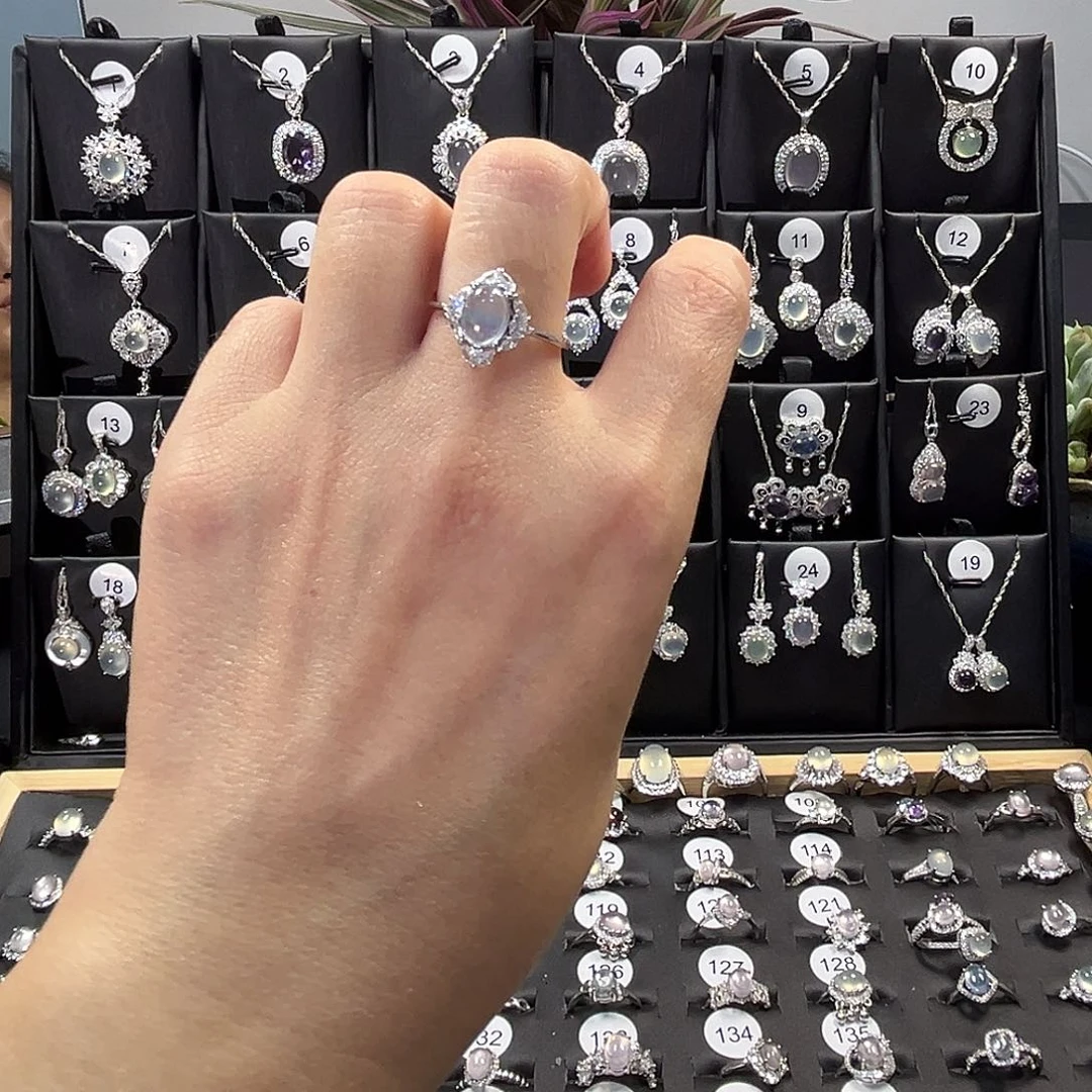 海蓝宝石戒圈银S925镶嵌