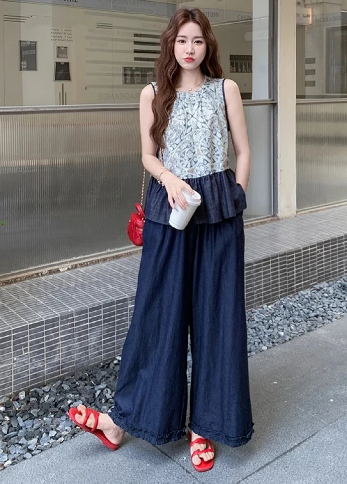 【995】吖#无袖上衣+休闲裤【套装】