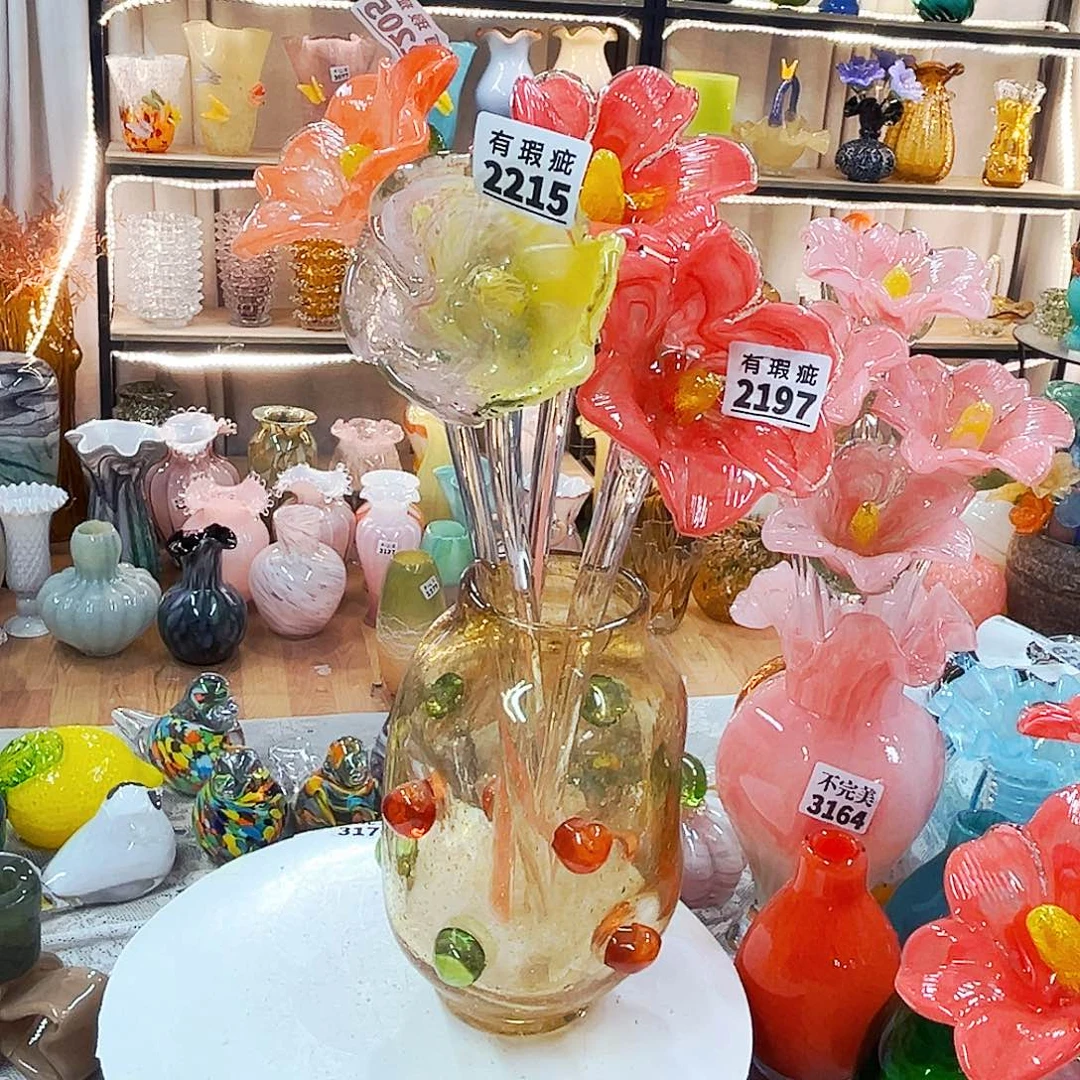 宝***儿玻璃4瑕花一不完美瓶家悦琉璃花瓶花器