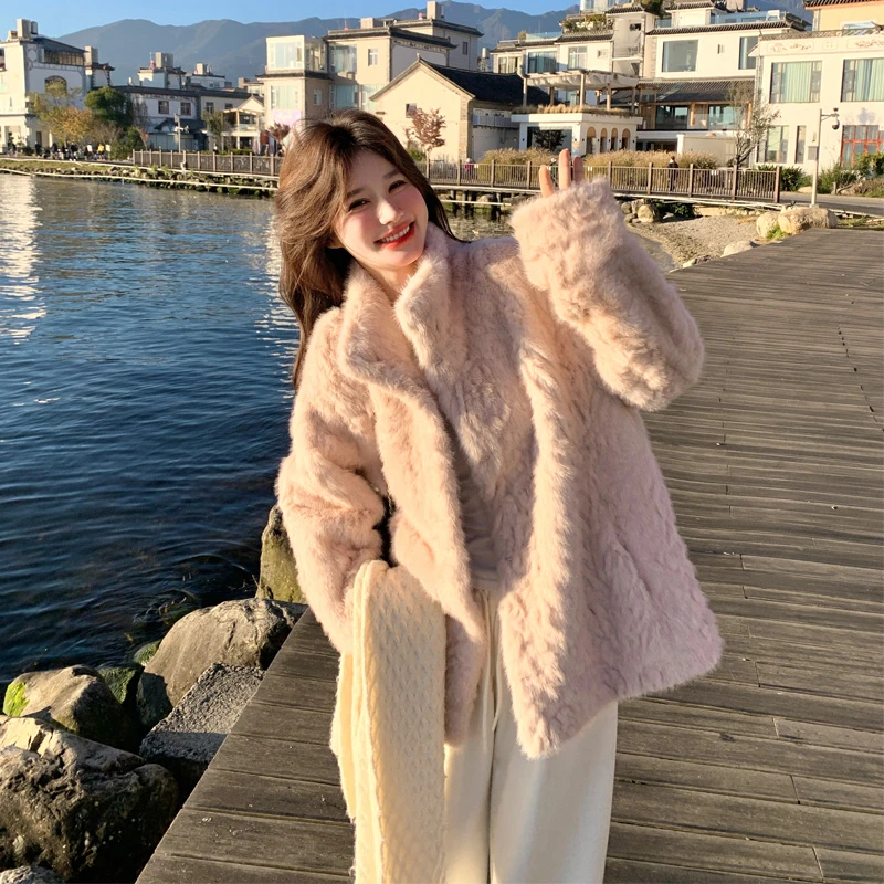 法式轻奢千金风仿皮草外套2025冬季新款氛围感慵懒风韩版加厚棉衣