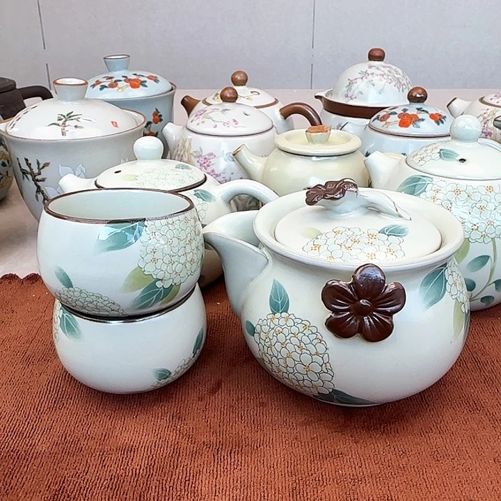 汝窑绣球花手抓一壶二杯