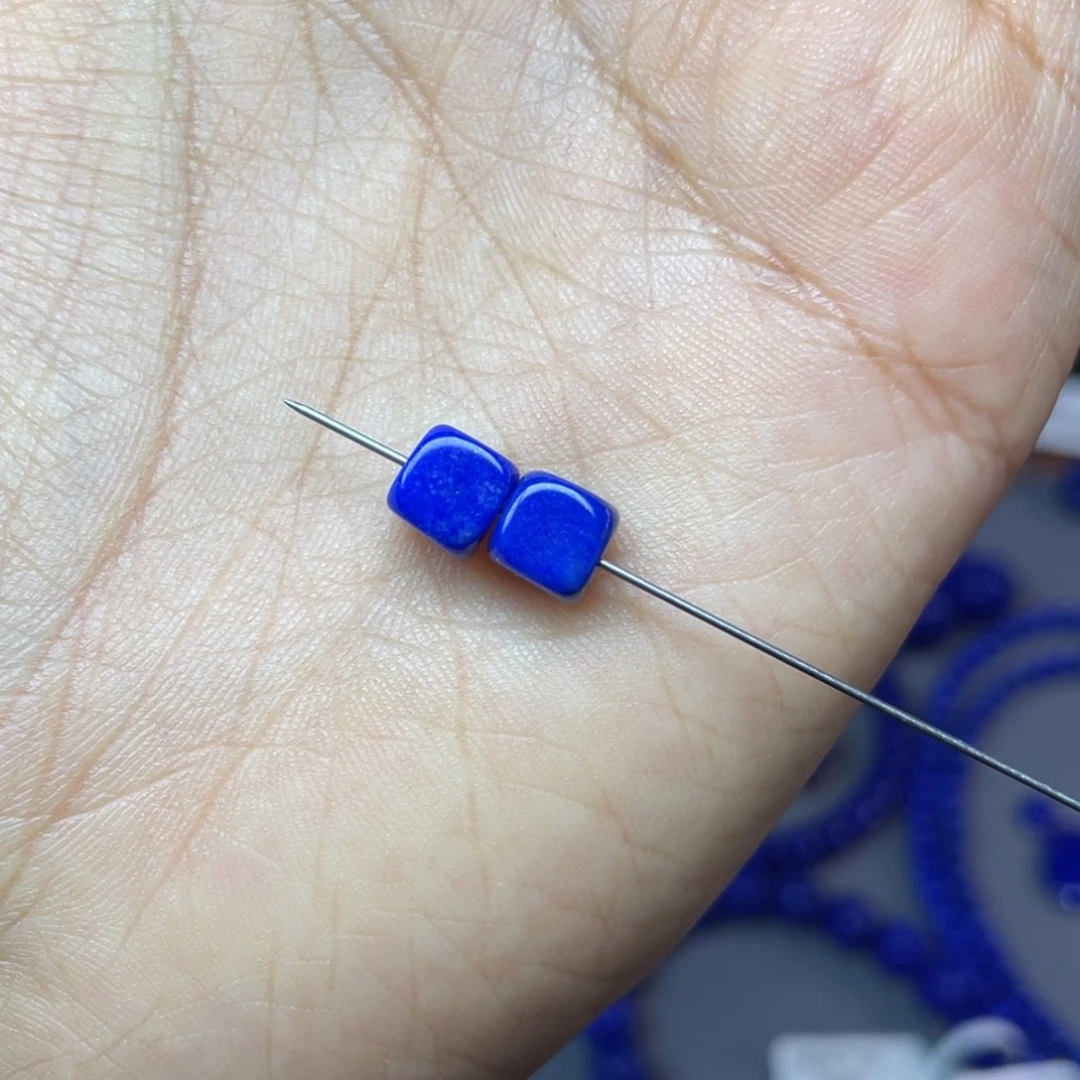 青金石未镶嵌6mm对珠配饰