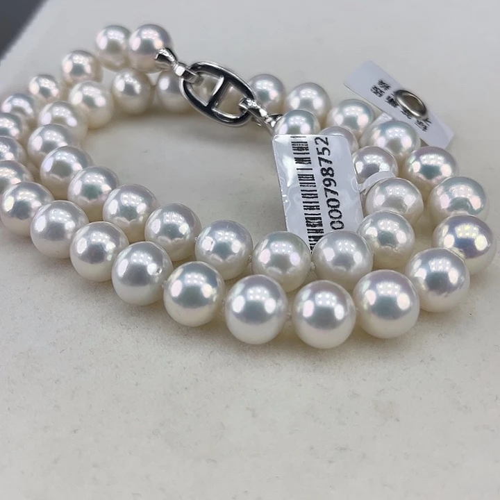 淡水珍珠银S925镶嵌颈饰10-11极光银蓝高品